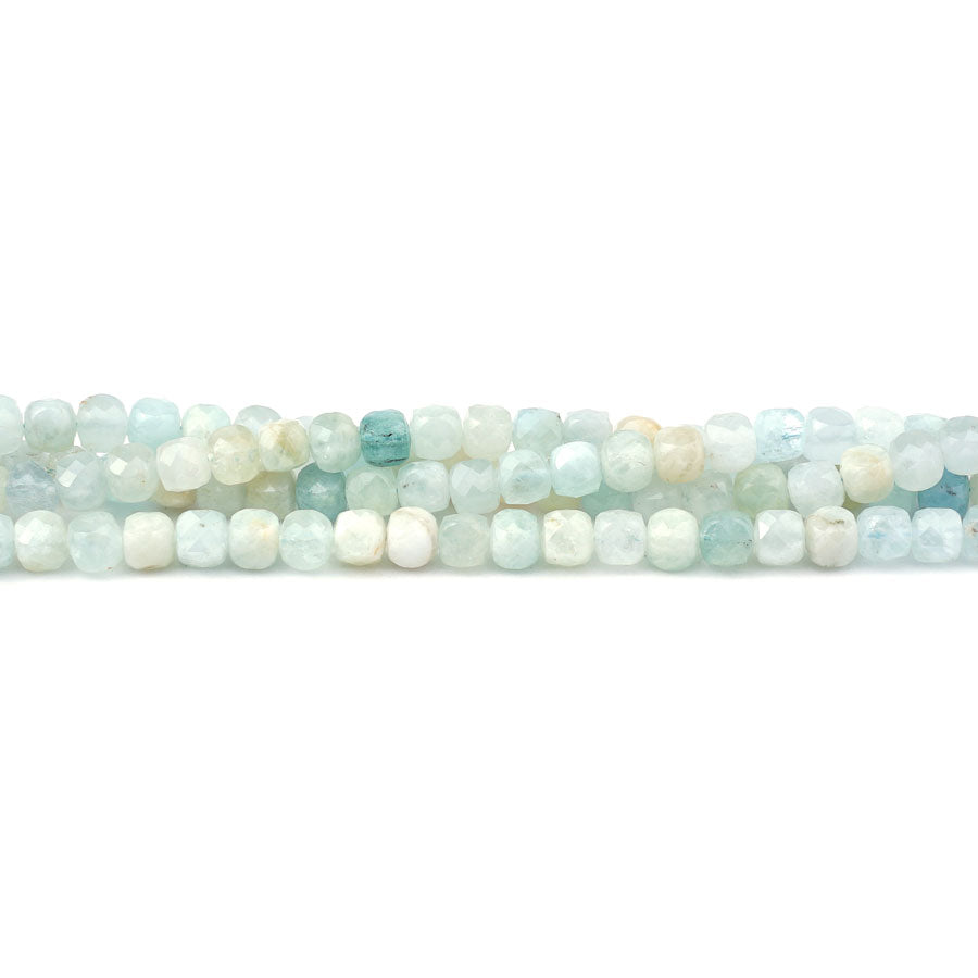 Aquamarine 4mm Diamond Cut Cube - Limited Editions - Goody Beads