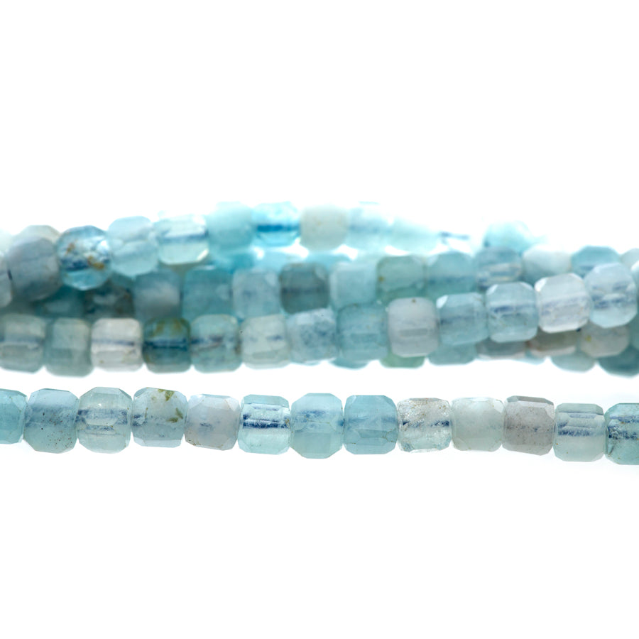 Aquamarine 4mm Cube Table Cut - 15-16 Inch - Goody Beads