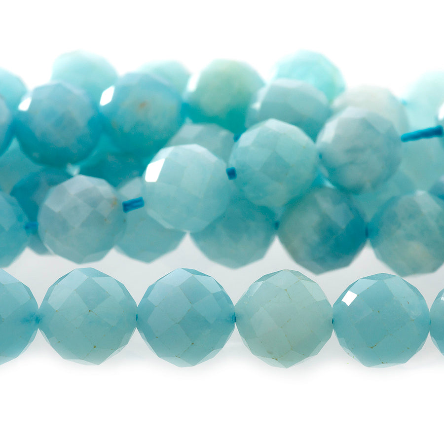 Aquamarine 8mm Round Faceted A Grade - 15-16 Inch - Goody Beads