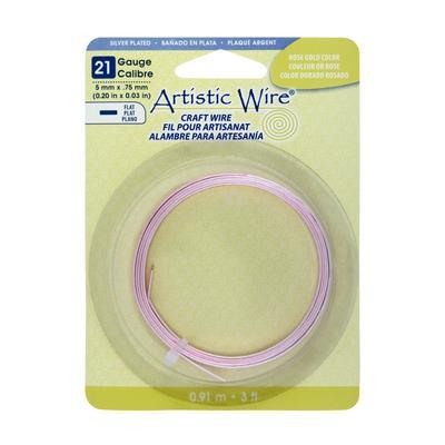 21 Gauge Rose Gold Flat Artistic Wire - 5mm - Goody Beads