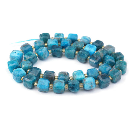 Blue Apatite 7x10 mm Table Cut Cube - 15-16 Inch - Goody Beads