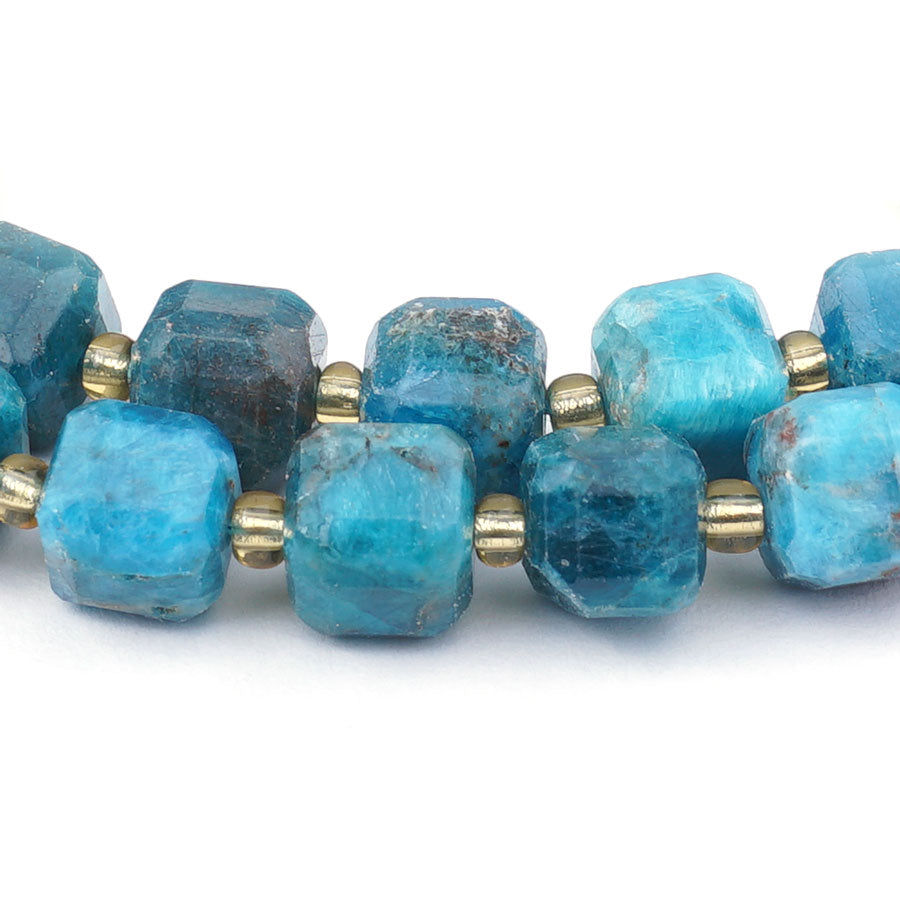 Blue Apatite 7x10 mm Table Cut Cube - 15-16 Inch - Goody Beads