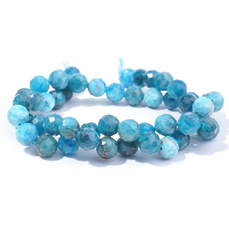 Blue Apatite 8mm Round Faceted - 15-16 Inch - Goody Beads