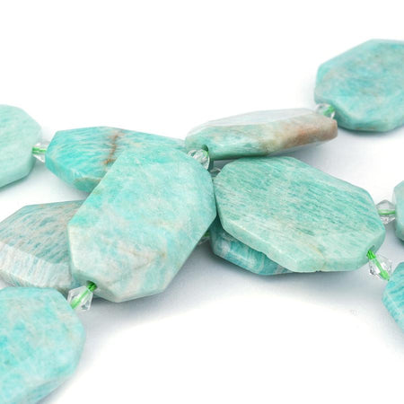 Brazillian Amazonite 20x30-30x40mm Rectangle Faceted, Free Form - 15-16 Inch