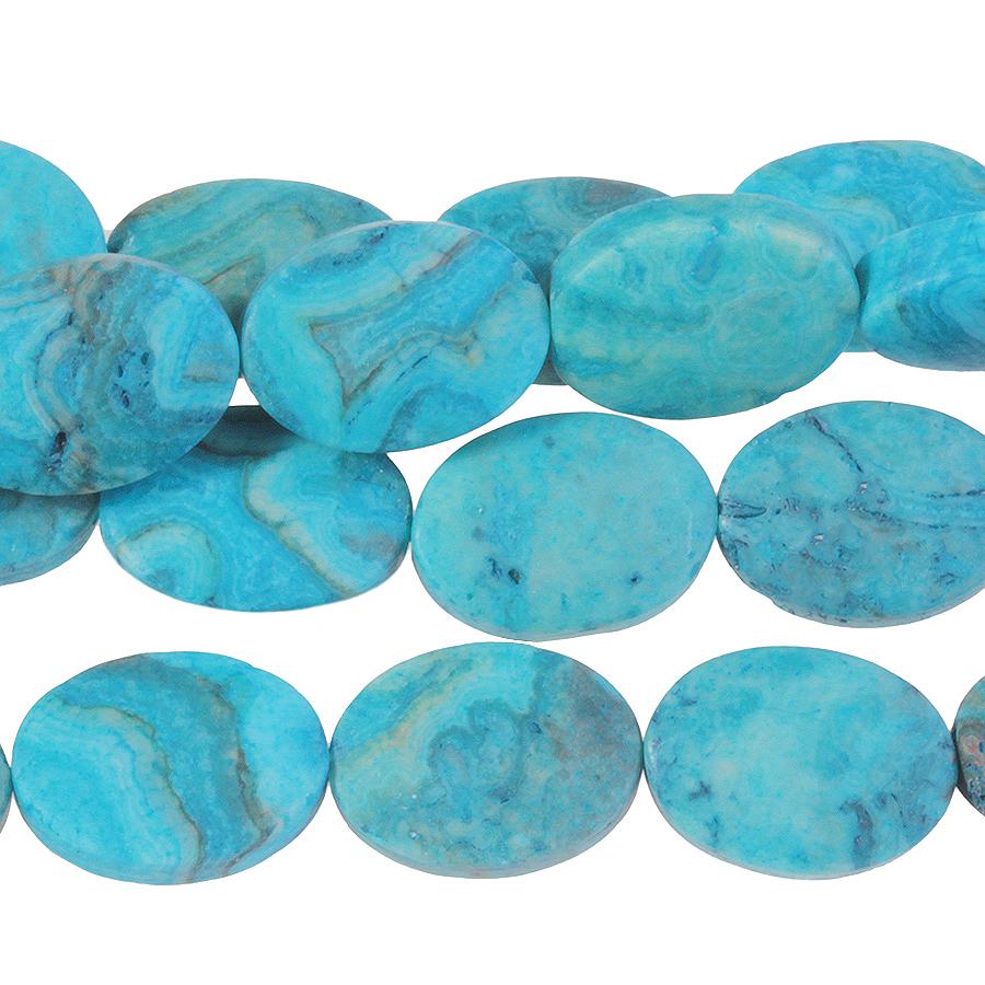 MATTE Blue Crazy Lace Agate 10x14mm Oval 8-Inch