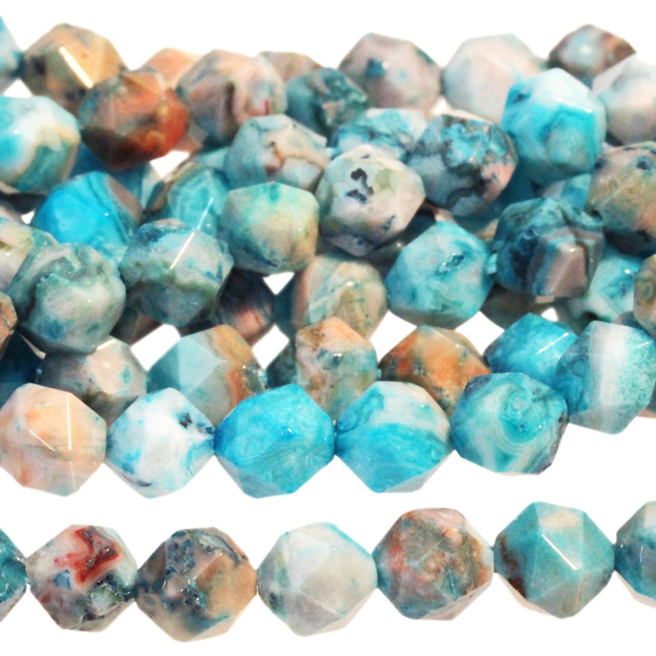 Blue Crazy Lace Agate 6mm Star Cut Round 15-16 Inch