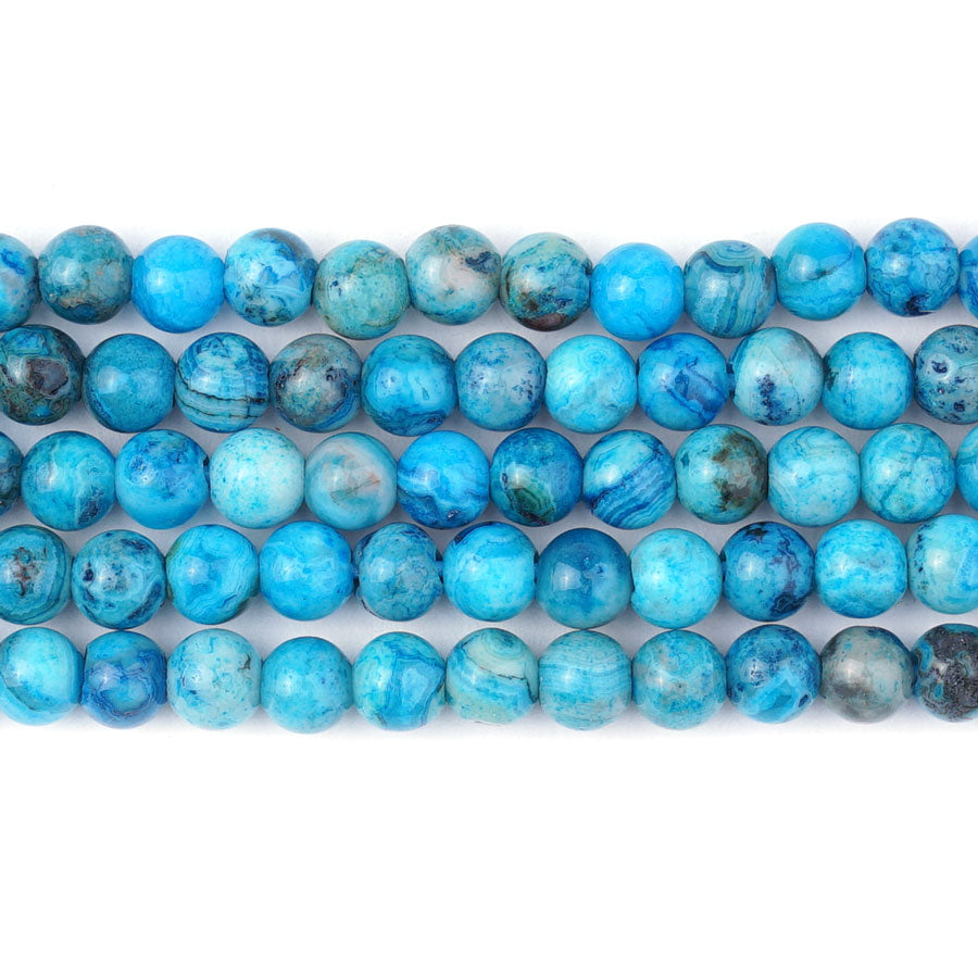 Blue Crazy Lace Agate 6mm Round Large Hole - Large Hole Beads - Goody Beads