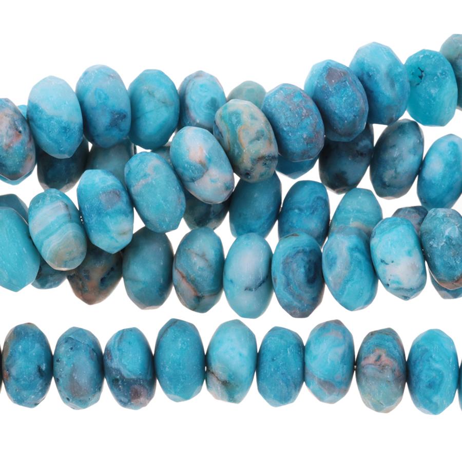 MATTE Blue Crazy Lace Agate 8mm Faceted Rondelle 8-Inch