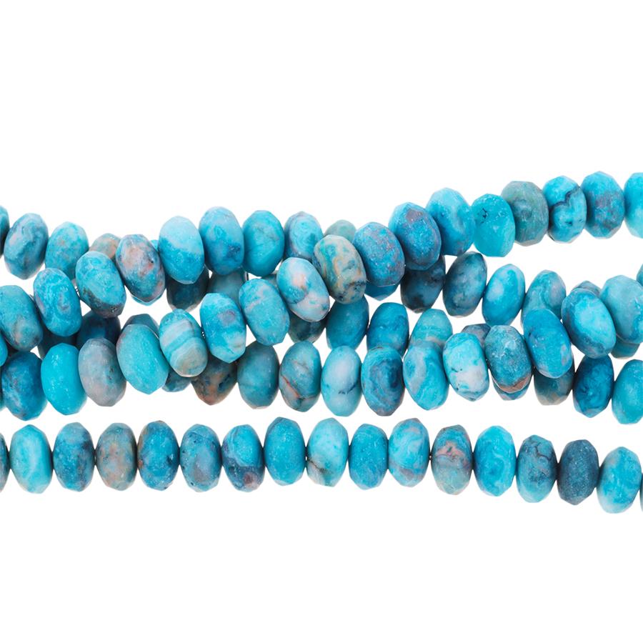 MATTE Blue Crazy Lace Agate 8mm Faceted Rondelle 8-Inch