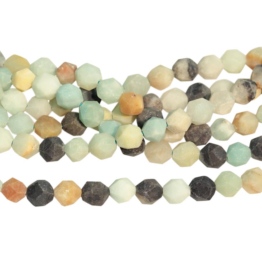 MATTE Black-Gold Amazonite 6mm Star Cut Round 15-16 Inch