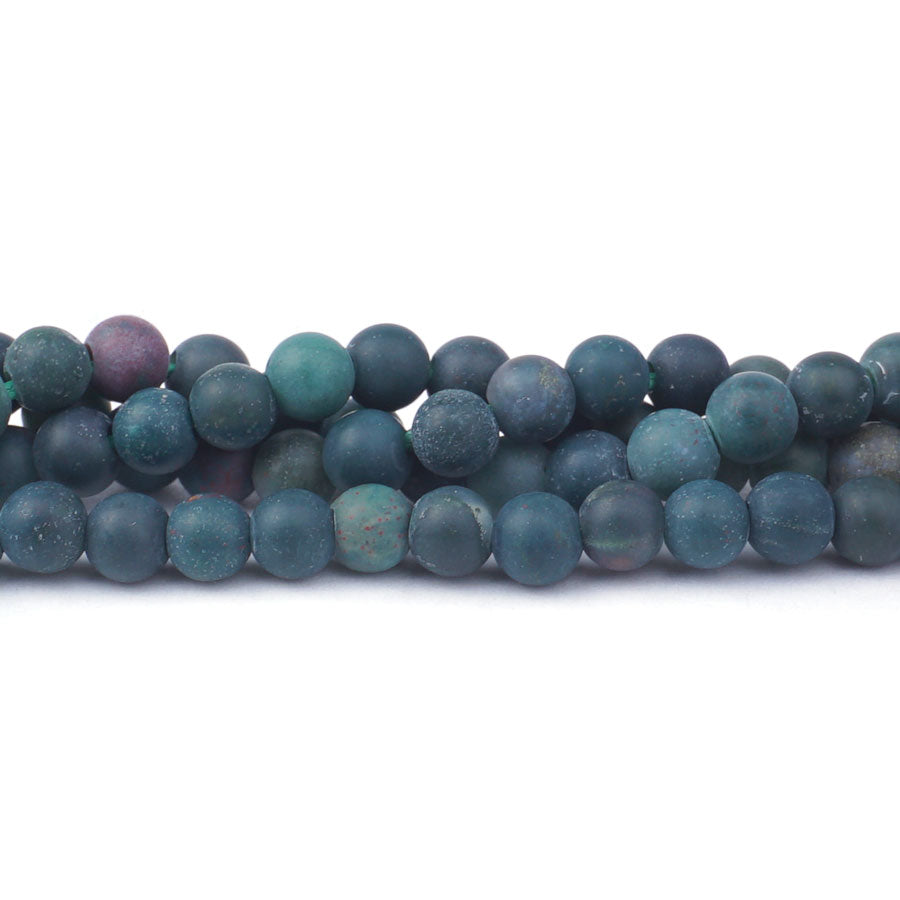 Bloodstone 6mm Round Matte - Large Hole Beads - Goody Beads