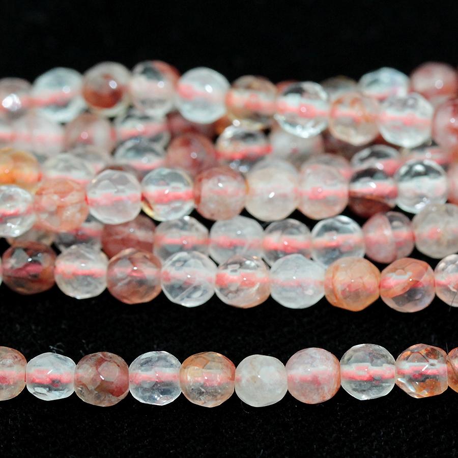 Blood Quartz 4mm Faceted Round 15-16 Inch