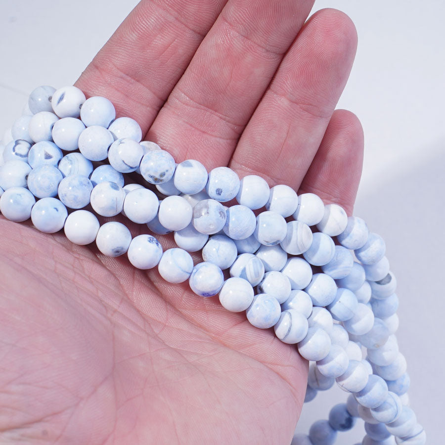 Blue Porcelain Agate  8mm Round - 15-16 Inch - Goody Beads