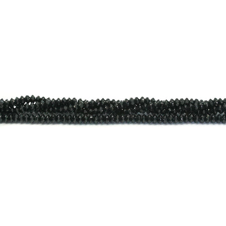 Black Spinel Diamond Cut, Faceted 2x3mm Saucer - 15-16 Inch - Goody Beads