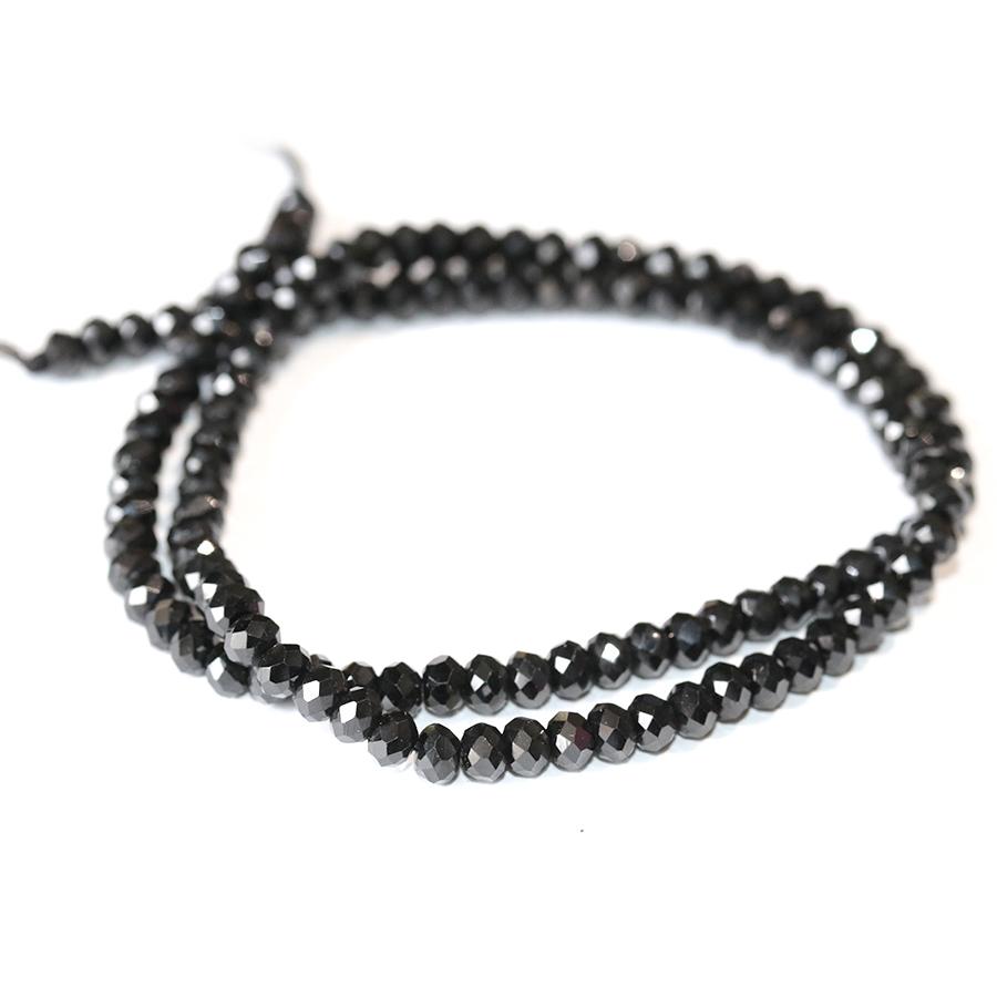 Black Spinel 4mm Diamond Faceted Rondelle 15-16 Inch