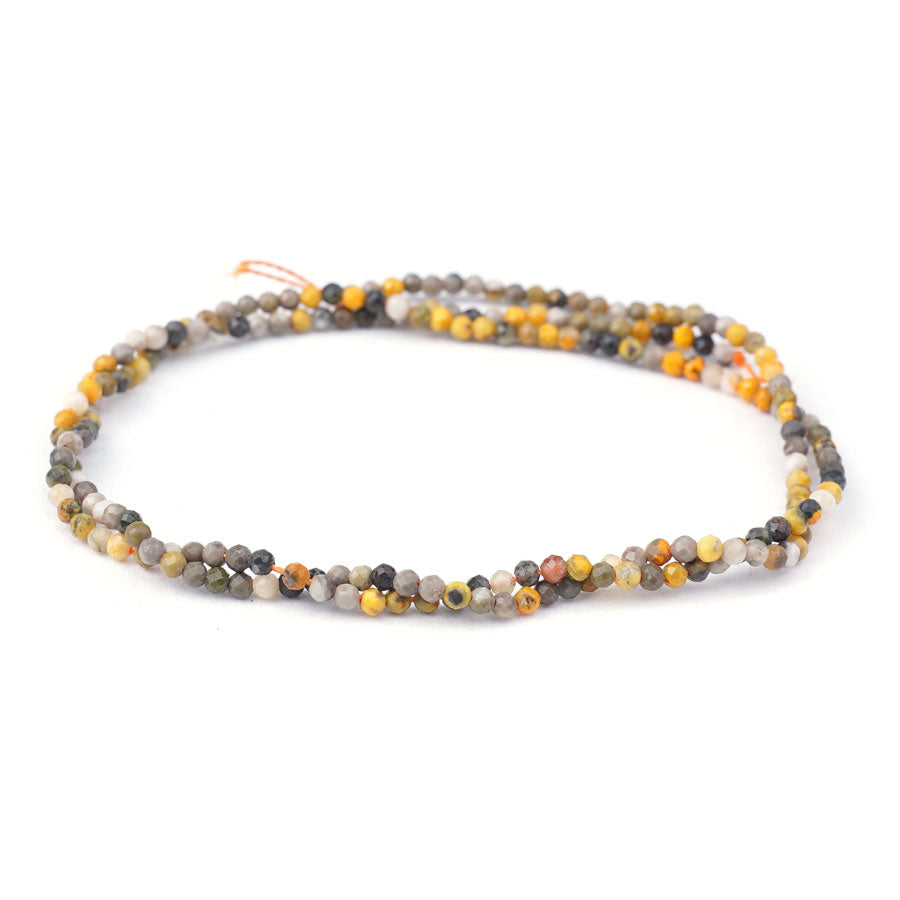 2mm Bumble Bee Jasper Diamond Cut Round - 15-16 Inch - Goody Beads