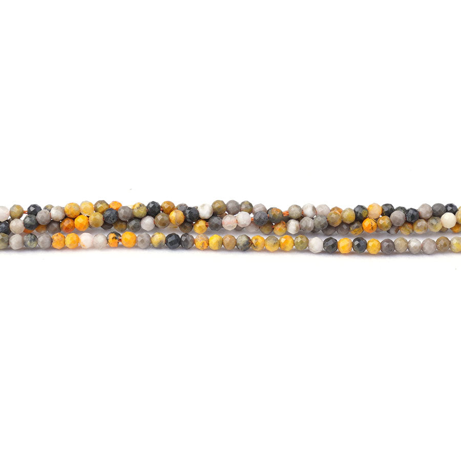 2mm Bumble Bee Jasper Diamond Cut Round - 15-16 Inch - Goody Beads