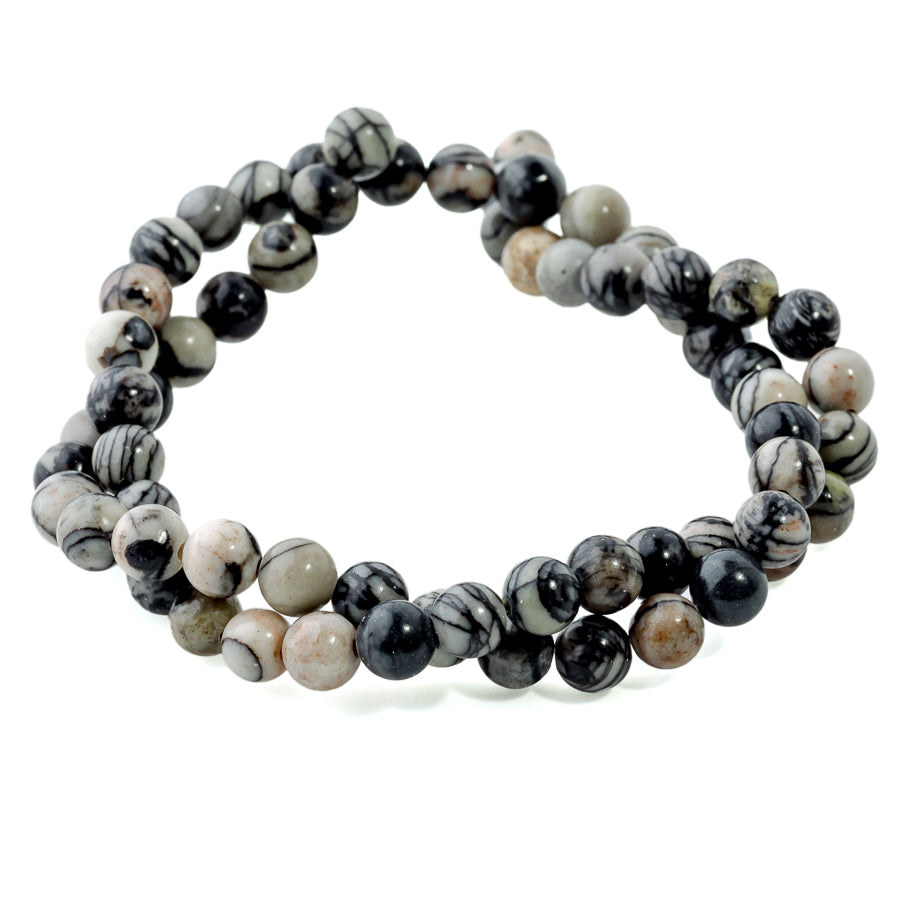 Black Web Jasper 6mm Round - 15-16 Inch