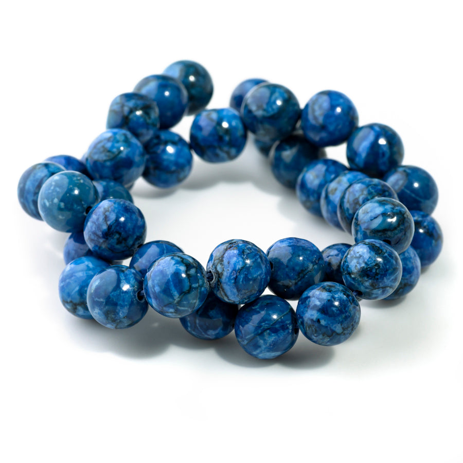 Blue Crazy Lace Calcite 10mm Round Dyed - 15-16 Inch