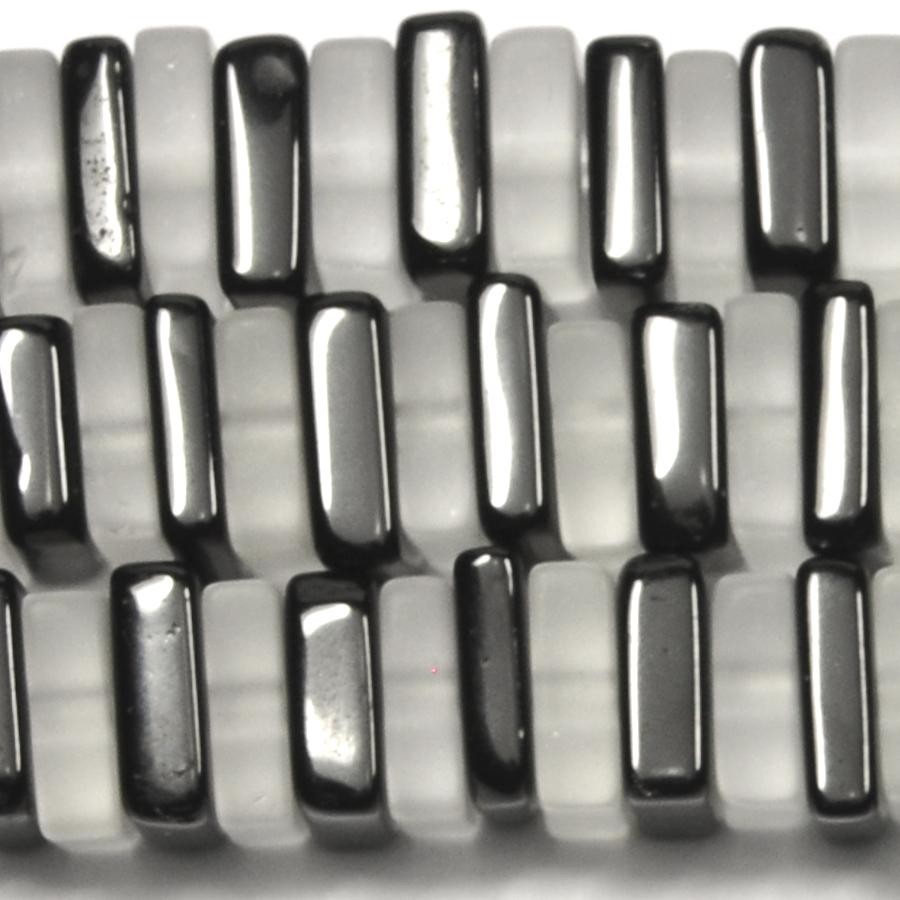 Crystal & Black Obsidian 8mm Flat Square