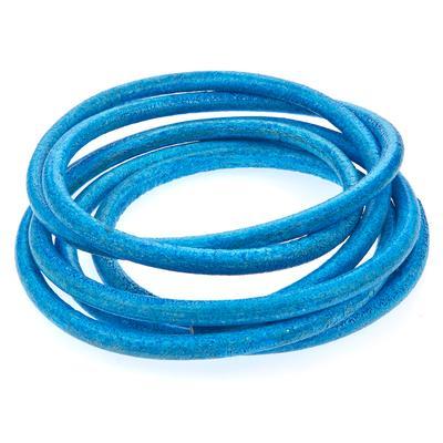 5mm Distressed Turquoise Round Leather Cord - Goody Beads