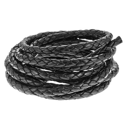 5mm Braided Black Round Leather Cord - Goody Beads