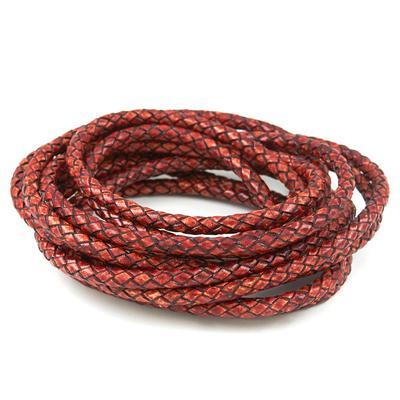 5mm Braided Whiskey Round Leather Cord - Goody Beads