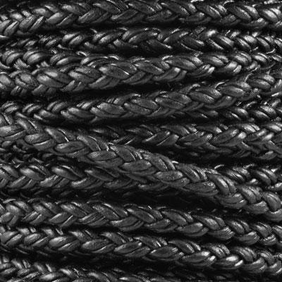 5mm Natural Black Braided Bolo Round Leather Cord - Goody Beads