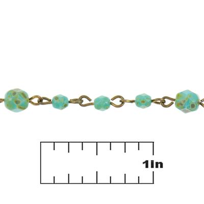 Brass Oxide Linked Totally Turquoise Beaded Chain by Beadlinx