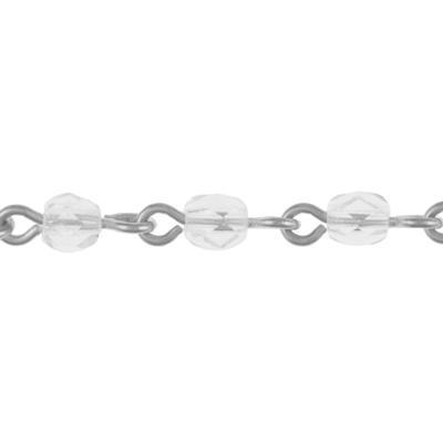 4mm Silver-Plated Linked Fire Polished Crystal Bead Chain by Beadlinx - Goody Beads