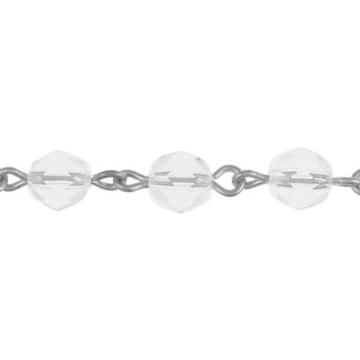 6mm Silver-Plated Linked Fire Polished Crystal Bead Chain by Beadlinx - Goody Beads