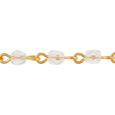 4mm Gold-Plated Linked Fire Polished Crystal Bead Chain by Beadlinx - Goody Beads