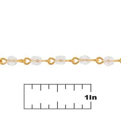 4mm Gold-Plated Linked Fire Polished Crystal Bead Chain by Beadlinx - Goody Beads