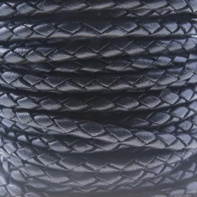 4mm Braided Black Round Leather Cord - Goody Beads