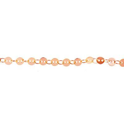 4mm Rose Gold Plated Brass Round Flat Disc Coin Chain - Goody Beads