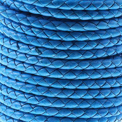 5mm Braided Distressed Turquoise Round Leather Cord - Goody Beads