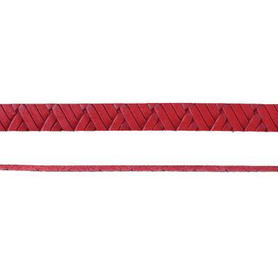 10mm Red Geometric Weave Flat Leather - Goody Beads