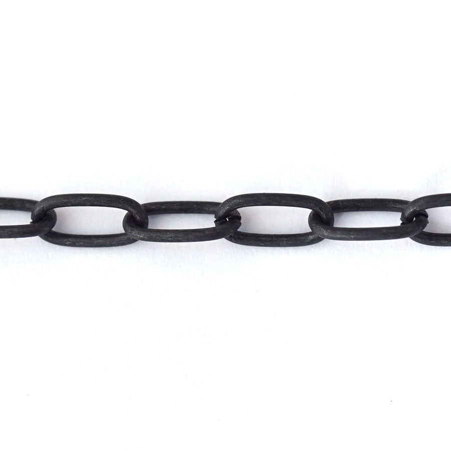 11.6mm Matte Black Finish Steel Thin Paperclip Cable Chain - Goody Beads