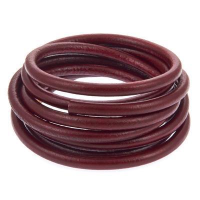 5mm Bordeaux Round Leather Cord - Goody Beads