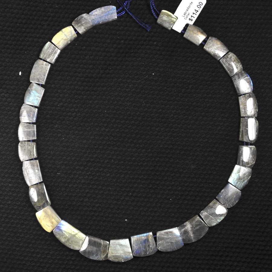 Labradorite 10x13-13x16mm Rough Length Tab Collar 2-Hole 15-16 Inch