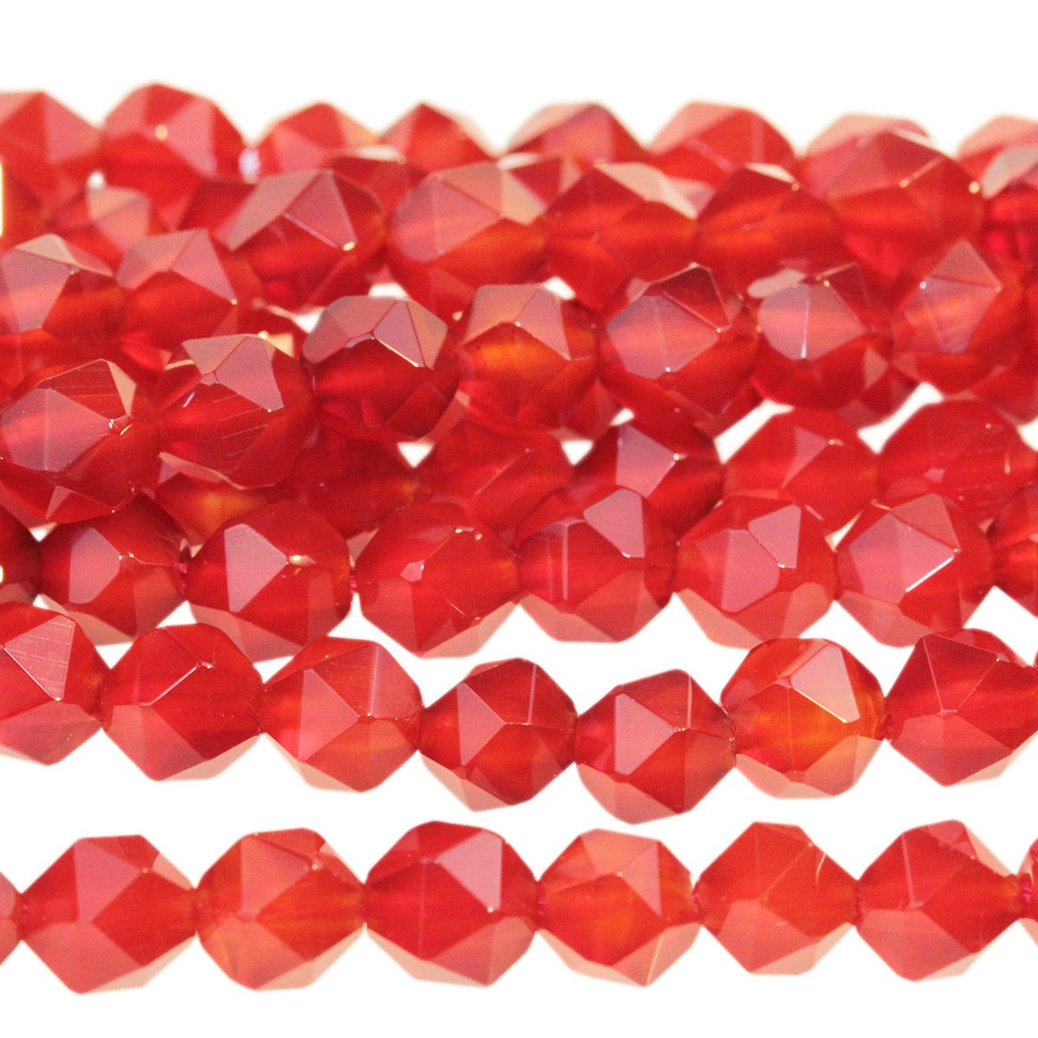 Carnelian 6mm Star Cut Round 15-16 Inch