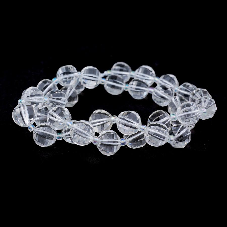 Crystal Quartz 10mm Round Step Cut - 15-16 Inch