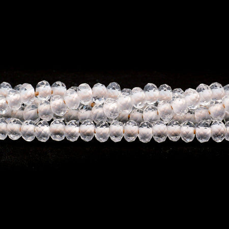 Crystal Quartz Natural 4X6mm Rondelle Faceted - Large Hole Beads - Goody Beads