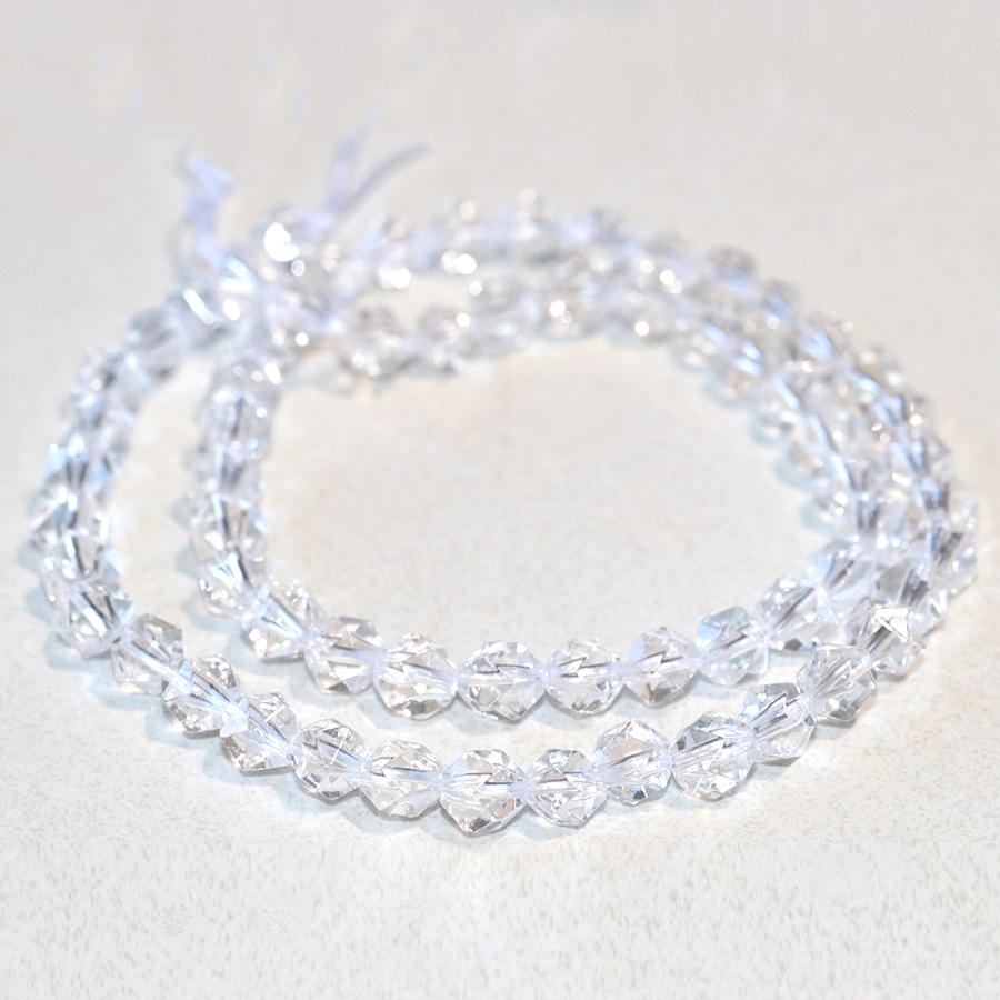 Crystal Quartz 6mm Star Cut Round 15-16 Inch