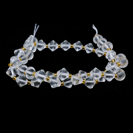 8mm Crystal Quartz Natural Bicone Faceted - 15-16 Inch - Goody Beads