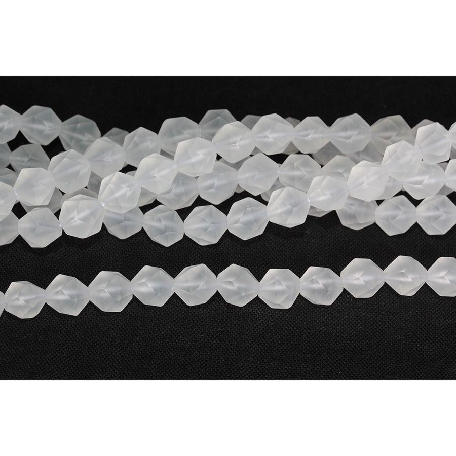 MATTE Crystal Quartz 8mm Star Cut Round 15-16 Inch