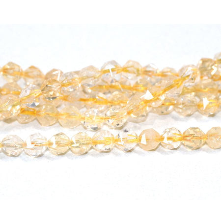 Citrine 8mm Star Cut Round 15-16 Inch