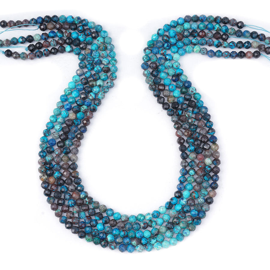 5mm blue black Chrysocolla Stabilized Diamond Cut Round A Grade Banded - 15-16 Inch - Goody Beads