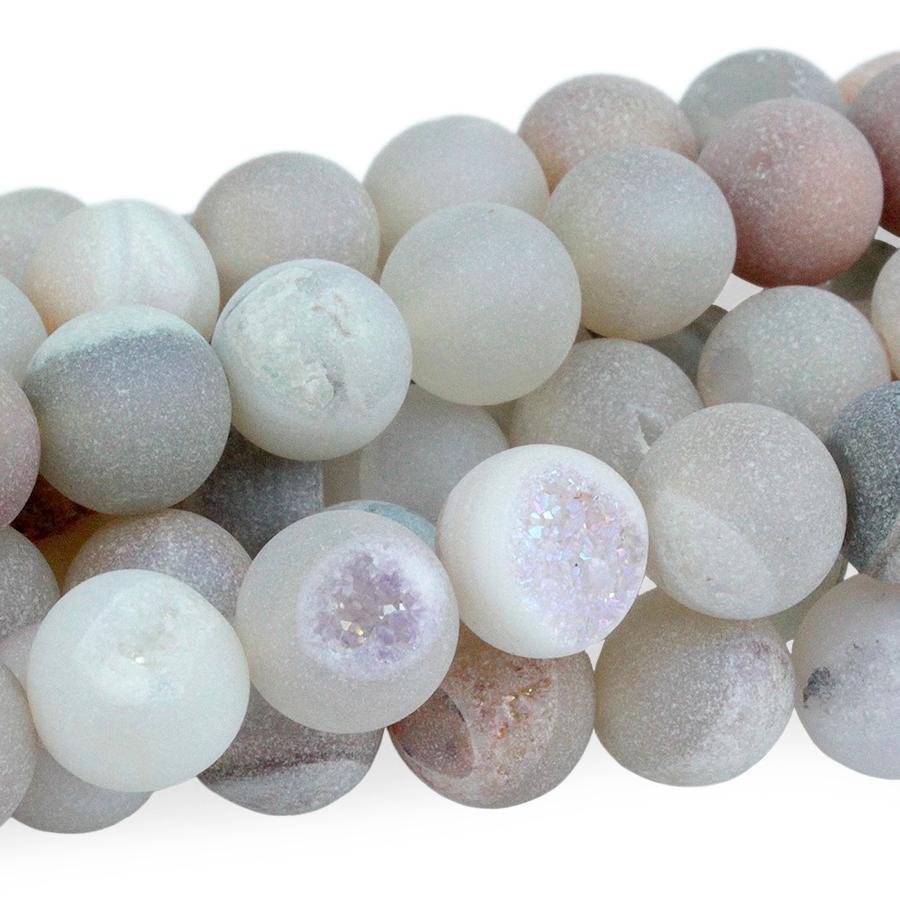 Druzy Agate Natural A/B 10mm Round 15.8 Inch