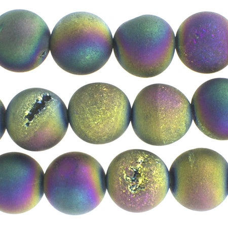 Druzy Agate Rainbow 10mm Round 15.8 Inch